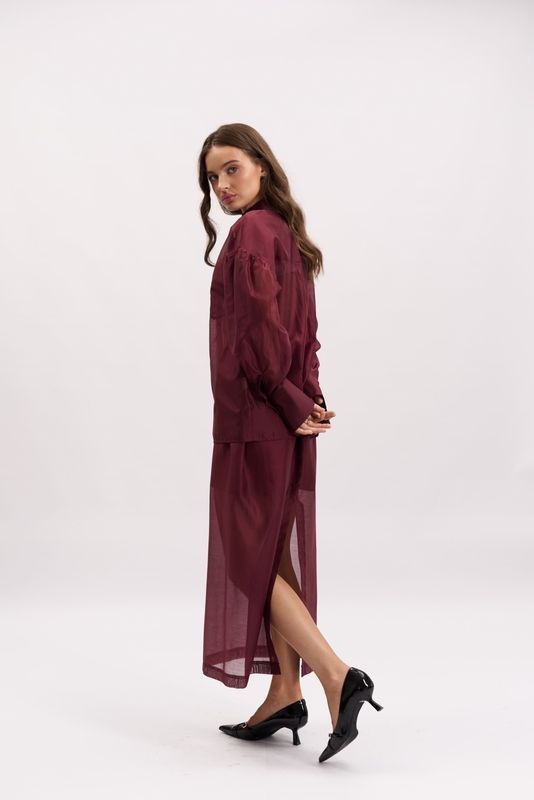 Спідниця напівпрозора тенсел бордо, S