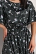 Сукня міді шовк рукав флаттер принт колібрі на чорному, XL