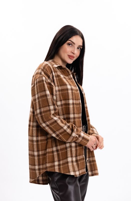 Сорочка картата тепла шоколад, S