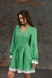 Платье с кружевом и воротничком зеленое, S