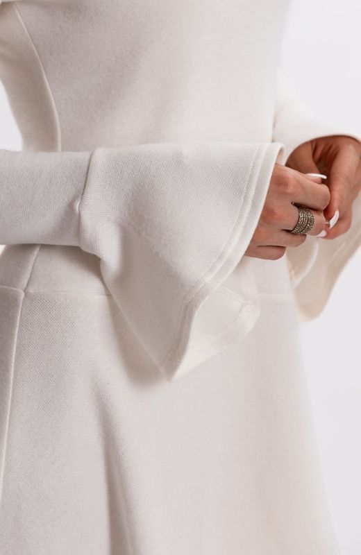 Сукня міні з рукавом-воланом молочний , S