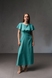 Сукня льон міді з коротким рукавом зелена , S