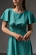Сукня льон міді з коротким рукавом зелена , S